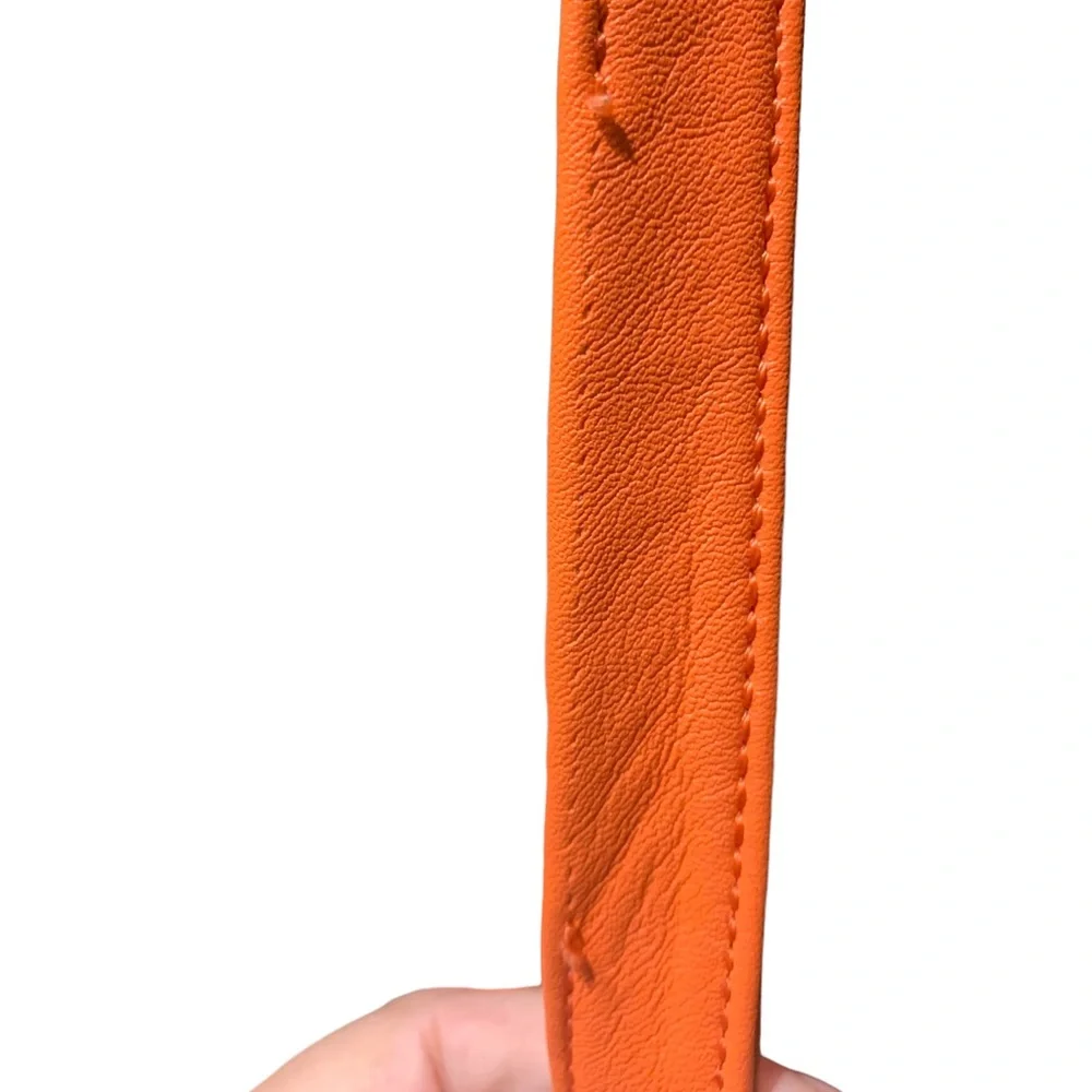 Nine West Crossbody Purse Leopard Print Lining Bright Orange Coral - Picture 14 of 15